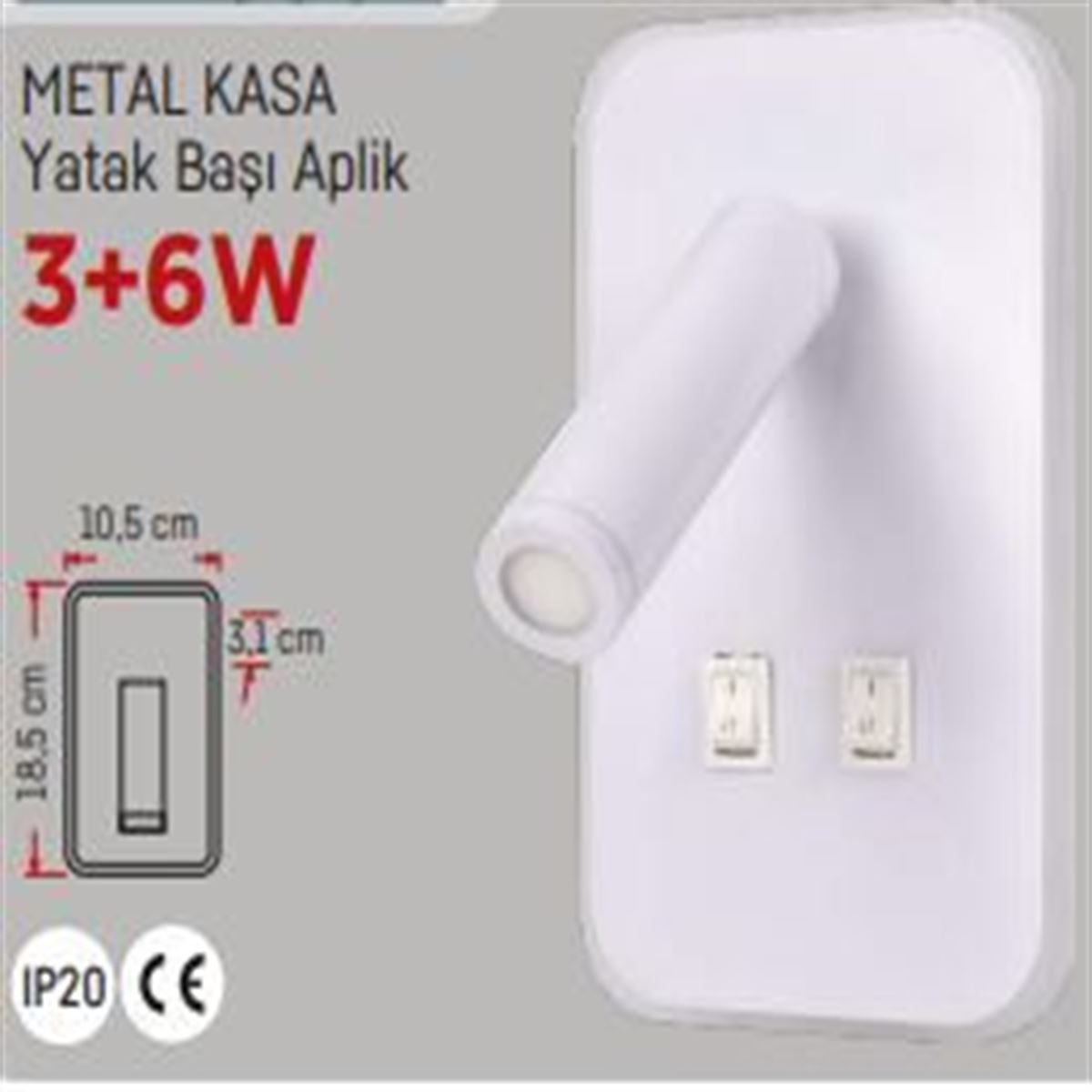 9W YATAK BAŞI BEYAZ KASA 4000K 1